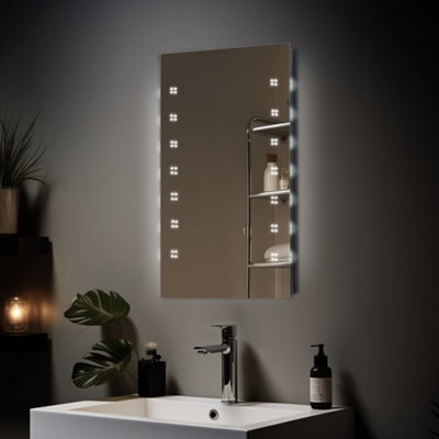 Sundaze 600 X 800mm Bathroom Mirror With Led Lights Demister Pad Button Switch Wall Mounted - image 1