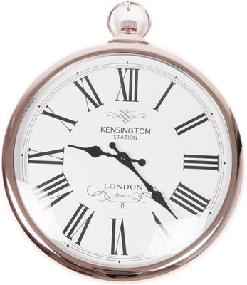 My Square Mile Silver Or Mink Pocket Watch Wall Clock, Vintage Fob Design (Light Mink)