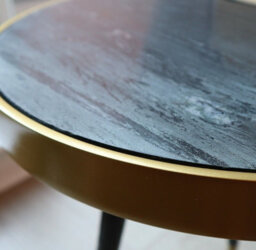 Aspect Furniture Gallieni Round Genuine Marble End Table,black - thumbnail 4