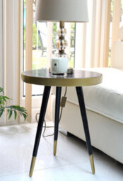 Aspect Furniture Gallieni Round Genuine Marble End Table,black