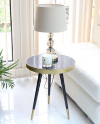 Aspect Furniture Gallieni Round Genuine Marble End Table,black - thumbnail 7