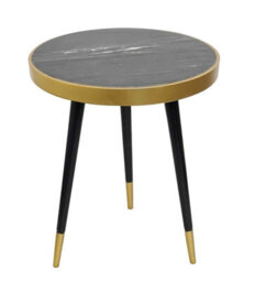 Aspect Furniture Gallieni Round Genuine Marble End Table,black - thumbnail 2