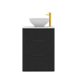 Royal Bathrooms Avenza 600mm Matt Obsidian Black Floor Standing Countertop Bathroom Vanity Unit 3 Drawer With Breeze Basin - thumbnail 6
