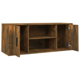 Berkfield Sturdy Tv Cabinet Smoked Oak 100X35X40 Cm Engineered Wood - thumbnail 6