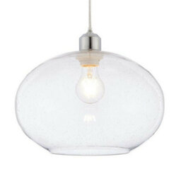 Hanging Ceiling Pendant Light Shade Clear Bubble Glass 300mm Wide Round Bowl - thumbnail 1