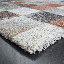 Mehari 023-0245-6767 Multi Checkered Shaggy Rug By Mastercraft-120Cm X 170Cm - thumbnail 3