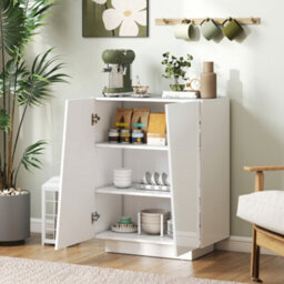 Homcom High Gloss Storage Cabinet For Bedroom Living Room Dining Room White - thumbnail 7