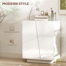 Homcom High Gloss Storage Cabinet For Bedroom Living Room Dining Room White - thumbnail 4