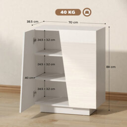 Homcom High Gloss Storage Cabinet For Bedroom Living Room Dining Room White - thumbnail 3
