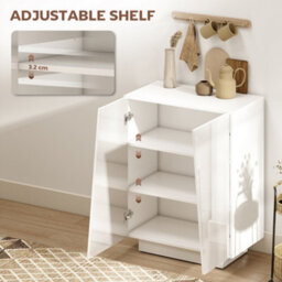 Homcom High Gloss Storage Cabinet For Bedroom Living Room Dining Room White - thumbnail 5