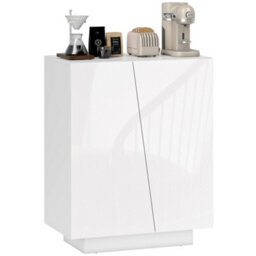 Homcom High Gloss Storage Cabinet For Bedroom Living Room Dining Room White - thumbnail 2