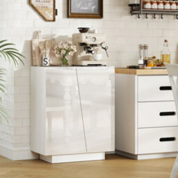 Homcom High Gloss Storage Cabinet For Bedroom Living Room Dining Room White