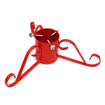 Holly International Traditional Metal Scroll Leg Christmas Tree Stand Red Small For Real Trees Up To 2M - image 1