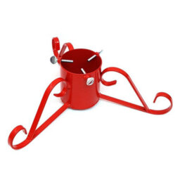 Holly International Traditional Metal Scroll Leg Christmas Tree Stand Red Small For Real Trees Up To 2M