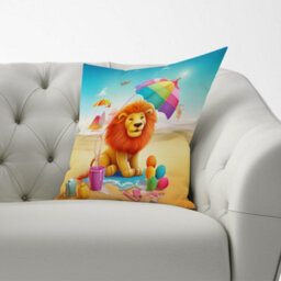 Warren Reed Designer Lion On A Beach Holiday Cushions 33Cm X 48Cm - thumbnail 2