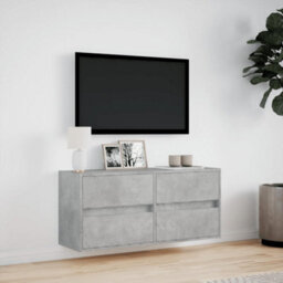 Berkfield Durable Tv Wall Cabinet With Led Lights Concrete Grey 100X31X45 Cm - thumbnail 4