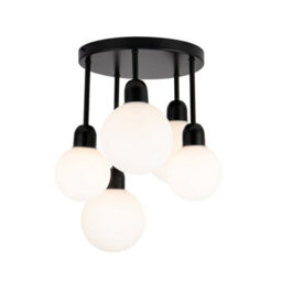 Cosylyte Broome Bathroom 5 Light Modern Opal Glass Ceiling Light - Matt Black - thumbnail 3