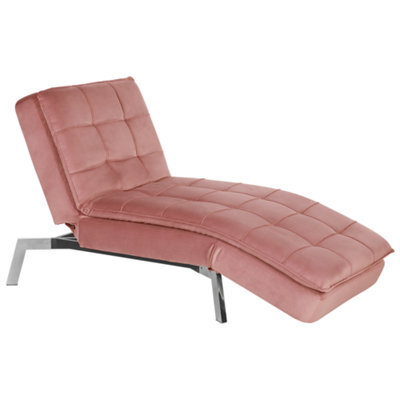 Beliani Chaise Longue Loiret Velvet Pink - image 1