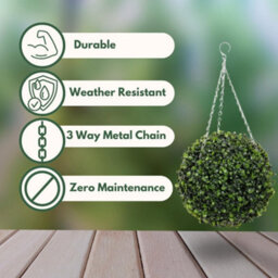 Marco Paul Boxwood Ball 30Cm Artificial Garden Hanging Baskets Floral Decoration - thumbnail 5