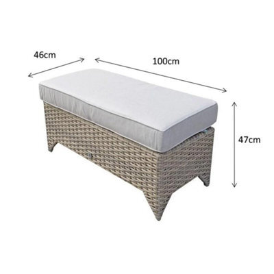 Signature Weave Sarah Wicker Ottoman Stool Bench Seat Furniture Cushion Natural - image 1