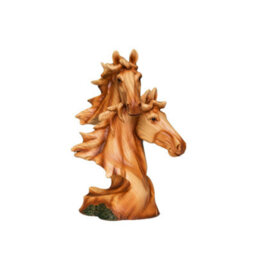 Naturecraft Wood Effect Resin Figurine - Two Horse Heads - thumbnail 1