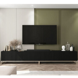 Heze Furniture Elpis Glamour Tv Cabinet Media Unit Extra Long 300 Cm - White Matt / Gold Frame - thumbnail 4