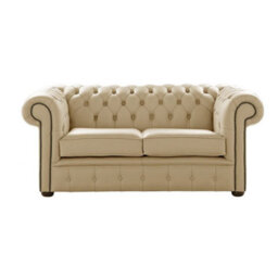 Chesterfield 2 Seater Shelly Somerset Stone Leather Sofa Settee Bespoke In Classic Style - thumbnail 1