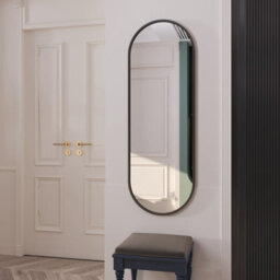Jōbū Jobu Home - Emi, Full Length Black Metal Runway Oval Mirror - 150Cm X 60Cm