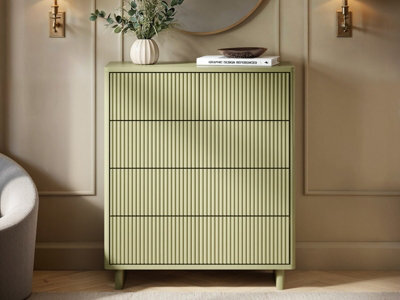 Solace+Co Velmor Ribbed Chest Of 5 Drawers Olive Green - image 1