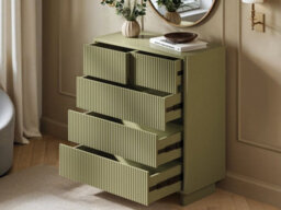 Solace+Co Velmor Ribbed Chest Of 5 Drawers Olive Green - thumbnail 3