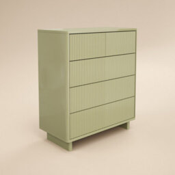 Solace+Co Velmor Ribbed Chest Of 5 Drawers Olive Green - thumbnail 4