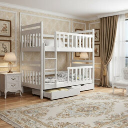 Monika Bunk Bed With Flex Slats 2 Drawers Safety Rails Reversible Ladder Converts To Two Single Beds 90X200 White - thumbnail 1