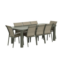 Sweeek - Aluminium Garden Table 225Cm + 8 Chairs Khaki Green - Zaro / Buffalo - thumbnail 2