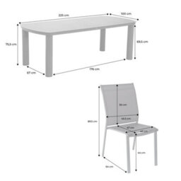 Sweeek - Aluminium Garden Table 225Cm + 8 Chairs Khaki Green - Zaro / Buffalo - thumbnail 5