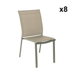 Sweeek - Aluminium Garden Table 225Cm + 8 Chairs Khaki Green - Zaro / Buffalo - thumbnail 6