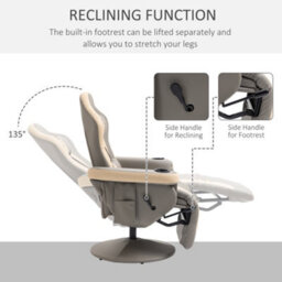Homcom Manual Recliner Armchair Pu Sofa Chair W/ Footrest & 135 Reclining - thumbnail 4
