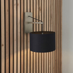 Luminosa Lighting Luminosa Ravenna Wall Lamp Matt Nickel Plate & Black Cotton Fabric - thumbnail 2