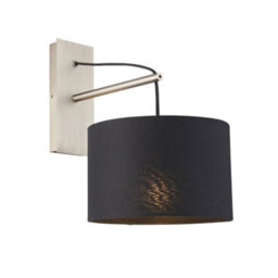 Luminosa Lighting Luminosa Ravenna Wall Lamp Matt Nickel Plate & Black Cotton Fabric
