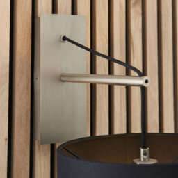 Luminosa Lighting Luminosa Ravenna Wall Lamp Matt Nickel Plate & Black Cotton Fabric - thumbnail 3