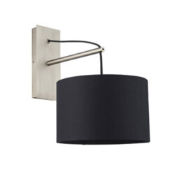 Luminosa Lighting Luminosa Ravenna Wall Lamp Matt Nickel Plate & Black Cotton Fabric - thumbnail 5