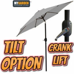 Vivo Garden Parasol With Tilt 2.4M Sun Shade - Grey - thumbnail 2