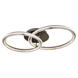 Luminosa Lighting Luminosa Alaina Twin Ring Integrated Led Semi Flush Ceiling Light Grey Matt 2X Led Dimmable 2700-6000K