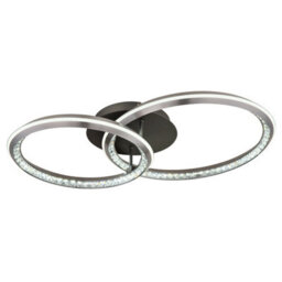 Luminosa Lighting Luminosa Alaina Twin Ring Integrated Led Semi Flush Ceiling Light Grey Matt 2X Led Dimmable 2700-6000K - thumbnail 5