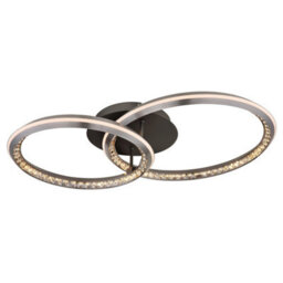 Luminosa Lighting Luminosa Alaina Twin Ring Integrated Led Semi Flush Ceiling Light Grey Matt 2X Led Dimmable 2700-6000K - thumbnail 9