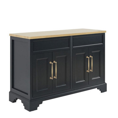 Homestylestore Black Grey And Oak 1210mm Bathroom Vanity Unit And Aged Gold T Bar Handles - image 1