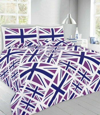 Homes & Linen Duvet Cover Set Union Jack Flag With Pillow Case Reversible Printed Bedding Set