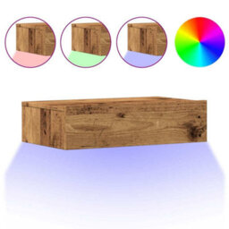 Berkfield Durable Tv Cabinet With Led Lights Old Wood 60X35X15.5 Cm - thumbnail 1