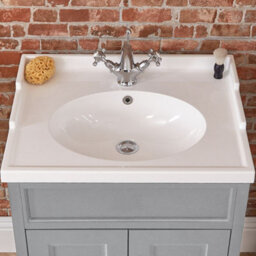 Homestylestore Light Grey 630mm Bathroom Vanity Unit With Basin And Chrome T Bar Handles - thumbnail 2