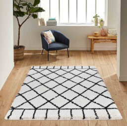 Moroccan Berber Shaggy Rugs Living Room Diamond Design Stone 160X230 Cm - thumbnail 2