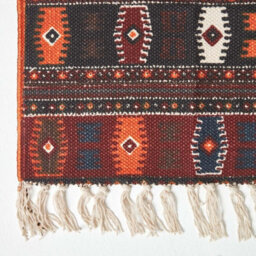 Homescapes Cotton Kilim Printed Rug Terracotta,black And Brown Design,66 X 200 Cm - thumbnail 3